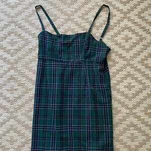 Urban Outfitters green and blue plaid mini dress